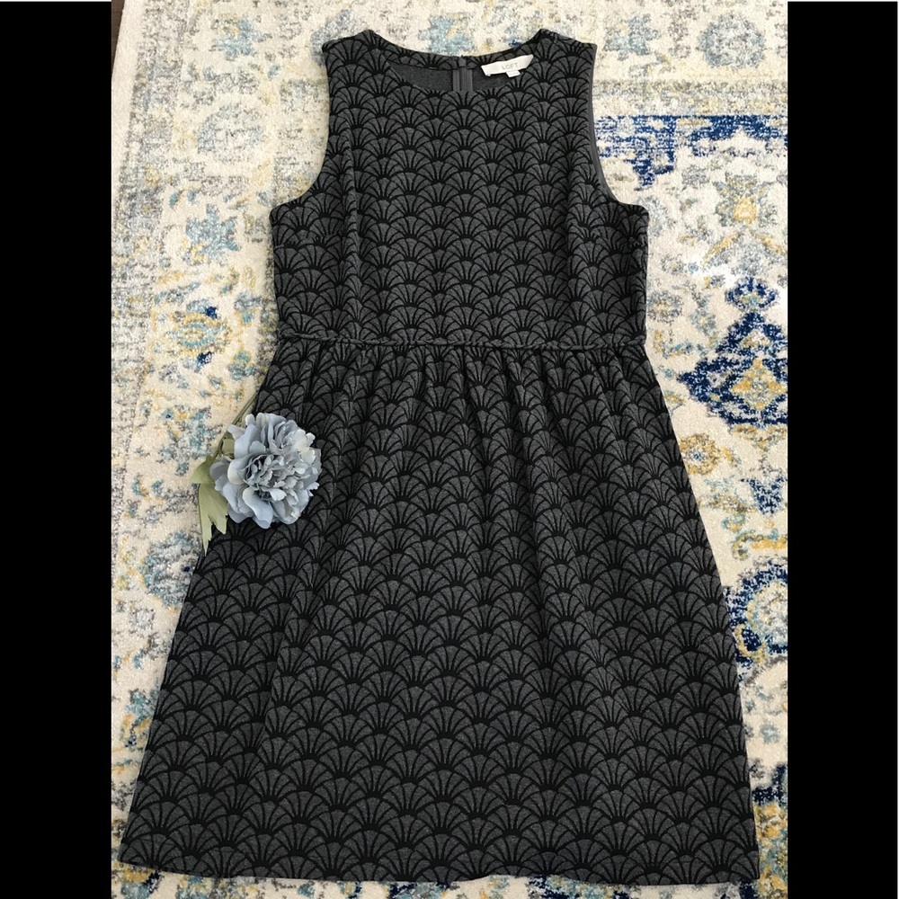 LOFT Sleeveless Black & Gray Dress SZ 12 NWT